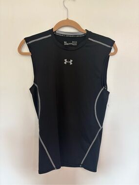 Under Armour Black Compression Tee with Gray Neck Trim